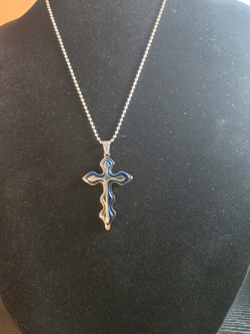 Others Follow Silver Cross Pendant with Blue Accents